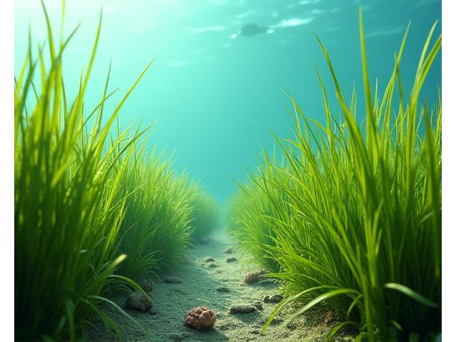 Underwater view of healthy seagrass beds